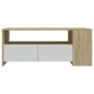 vidaXL Mesa de centro madera contrachapada blanco y Sonoma 102x55x45cm vidaXL Mesa de centro madera contrachapada blanco y Sonoma 102x55x45cm