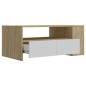 vidaXL Mesa de centro madera contrachapada blanco y Sonoma 102x55x45cm vidaXL Mesa de centro madera contrachapada blanco y Sonoma 102x55x45cm