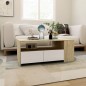 vidaXL Mesa de centro madera contrachapada blanco y Sonoma 102x55x45cm vidaXL Mesa de centro madera contrachapada blanco y Sonoma 102x55x45cm