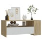 vidaXL Mesa de centro madera contrachapada blanco y Sonoma 102x55x45cm vidaXL Mesa de centro madera contrachapada blanco y Sonoma 102x55x45cm