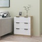 vidaXL Aparador madera contrachapada blanco y roble Sonoma 60x30x70 cm vidaXL Aparador madera contrachapada blanco y roble Sonoma 60x30x70 cm