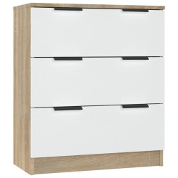vidaXL Aparador madera contrachapada blanco y roble Sonoma 60x30x70 cm