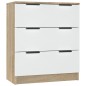 vidaXL Aparador madera contrachapada blanco y roble Sonoma 60x30x70 cm vidaXL Aparador madera contrachapada blanco y roble Sonoma 60x30x70 cm