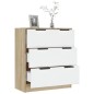 vidaXL Aparador madera contrachapada blanco y roble Sonoma 60x30x70 cm vidaXL Aparador madera contrachapada blanco y roble Sonoma 60x30x70 cm