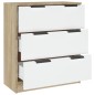 vidaXL Aparador madera contrachapada blanco y roble Sonoma 60x30x70 cm vidaXL Aparador madera contrachapada blanco y roble Sonoma 60x30x70 cm