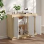 vidaXL Aparador madera contrachapada blanco y roble Sonoma 92x35x75 cm vidaXL Aparador madera contrachapada blanco y roble Sonoma 92x35x75 cm