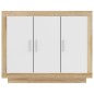 vidaXL Aparador madera contrachapada blanco y roble Sonoma 92x35x75 cm vidaXL Aparador madera contrachapada blanco y roble Sonoma 92x35x75 cm