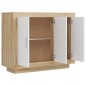vidaXL Aparador madera contrachapada blanco y roble Sonoma 92x35x75 cm vidaXL Aparador madera contrachapada blanco y roble Sonoma 92x35x75 cm
