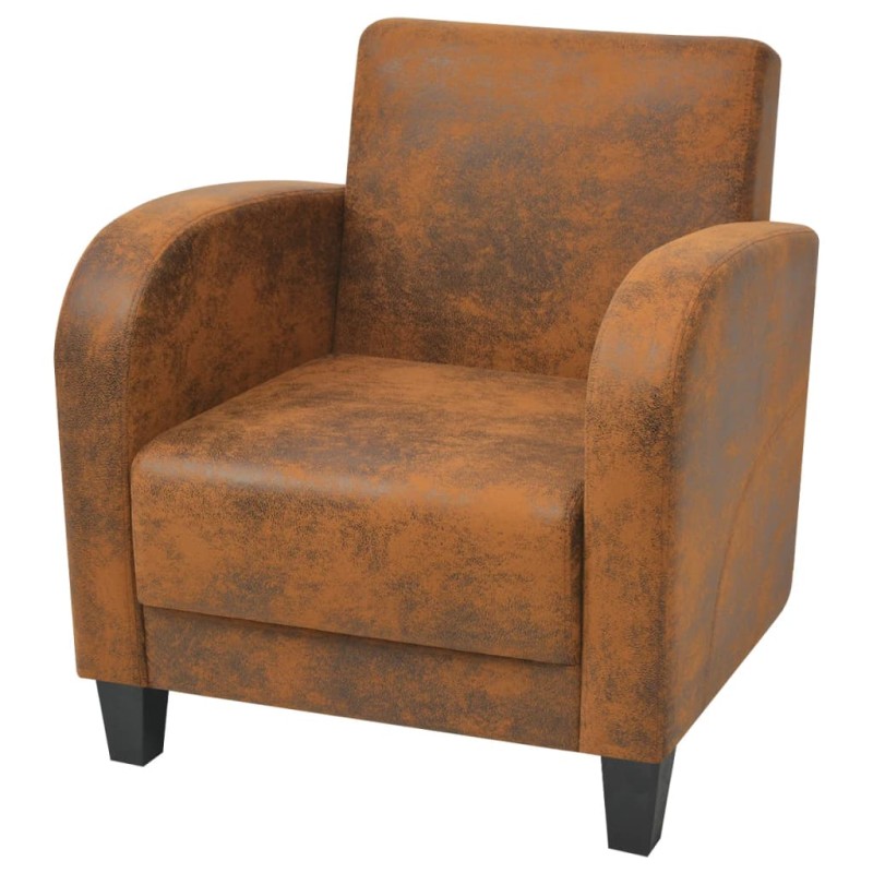 vidaXL Sillón de piel de ante artificial marrón vidaXL Sillón de piel de ante artificial marrón