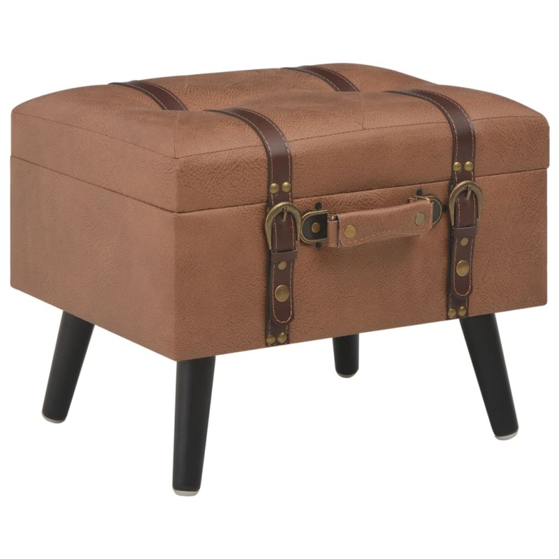 vidaXL Taburete de almacenamiento 40 cm marrón cuero sintético vidaXL Taburete de almacenamiento 40 cm marrón cuero sintético