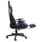 vidaXL Silla gaming giratoria con reposapiés PVC azul vidaXL Silla gaming giratoria con reposapiés PVC azul