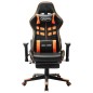 vidaXL Silla de gaming con reposapiés cuero sintético negro y naranja vidaXL Silla de gaming con reposapiés cuero sintético negro y naranja