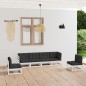 vidaXL Juego de muebles de jardín 6 pzas y cojines madera pino maciza