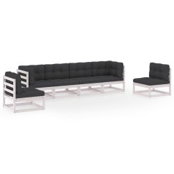 vidaXL Juego de muebles de jardín 6 pzas y cojines madera pino maciza