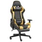 vidaXL Silla gaming giratoria con reposapiés PVC dorado vidaXL Silla gaming giratoria con reposapiés PVC dorado