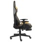 vidaXL Silla gaming giratoria con reposapiés PVC dorado vidaXL Silla gaming giratoria con reposapiés PVC dorado