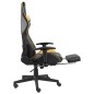 vidaXL Silla gaming giratoria con reposapiés PVC dorado vidaXL Silla gaming giratoria con reposapiés PVC dorado