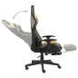 vidaXL Silla gaming giratoria con reposapiés PVC dorado vidaXL Silla gaming giratoria con reposapiés PVC dorado