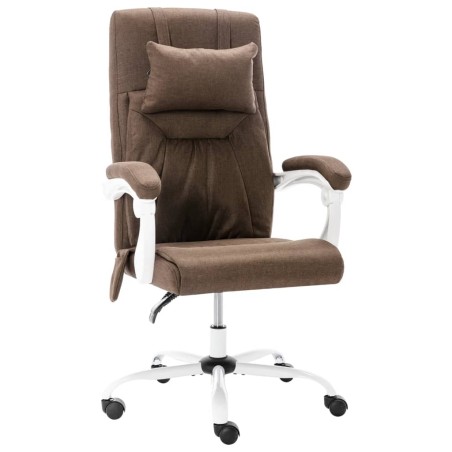 vidaXL Silla de oficina de masaje de tela marrón