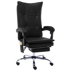 vidaXL Silla de oficina de masaje de cuero sintético negra