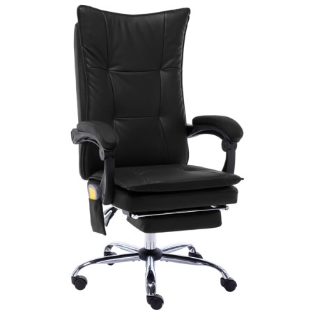 vidaXL Silla de oficina de masaje de cuero sintético negra