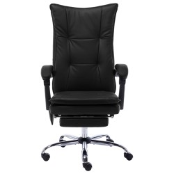 vidaXL Silla de oficina de masaje de cuero sintético negra