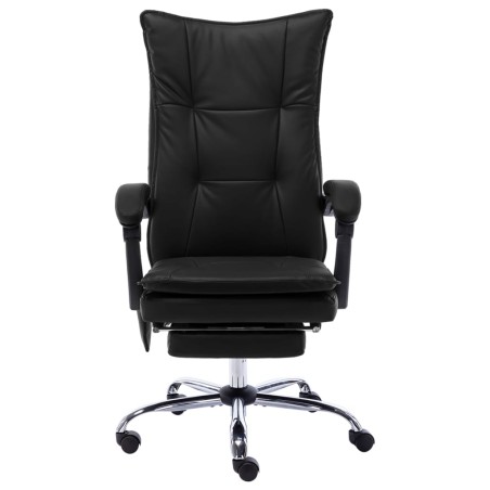 vidaXL Silla de oficina de masaje de cuero sintético negra