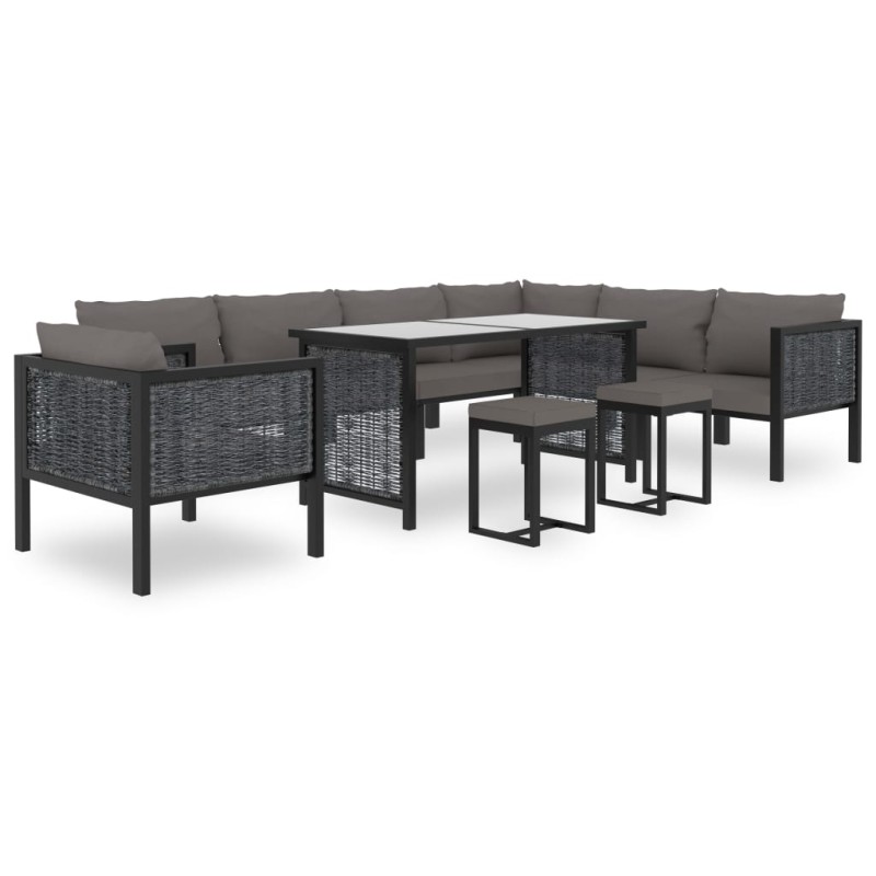vidaXL Muebles dde jardín 10 pzas y cojines ratán sintético antracita vidaXL Muebles dde jardín 10 pzas y cojines ratán sintético antracita