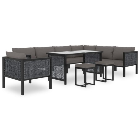 vidaXL Muebles dde jardín 10 pzas y cojines ratán sintético antracita