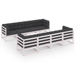 vidaXL Juego de muebles de jardín 9 pzas y cojines madera pino maciza