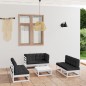 vidaXL Juego de muebles de jardín 7 pzas y cojines madera pino maciza