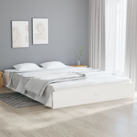 vidaXL Estructura de cama de madera maciza blanca 160x200 cm