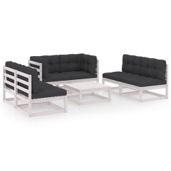 vidaXL Juego de muebles de jardín 7 pzas y cojines madera pino maciza