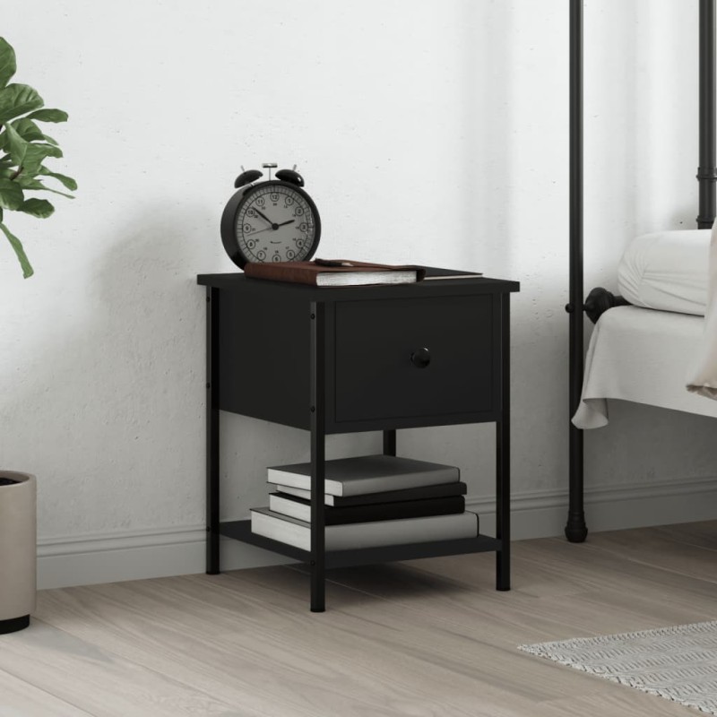 vidaXL Mesita de noche madera de ingeniería negra 34x35,5x45 cm vidaXL Mesita de noche madera de ingeniería negra 34x35,5x45 cm
