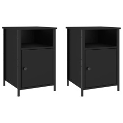 vidaXL Mesitas de noche 2 uds madera contrachapada negro 40x42x60 cm