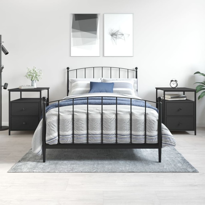 vidaXL Mesitas de noche 2 uds madera de ingeniería negro 44x45x60 cm vidaXL Mesitas de noche 2 uds madera de ingeniería negro 44x45x60 cm