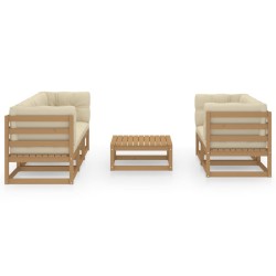 vidaXL Muebles de jardín 6 piezas con cojines de madera de pino maciza