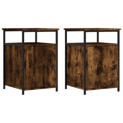 vidaXL Mesitas noche 2 uds madera contrachapada roble humo 40x42x60 cm