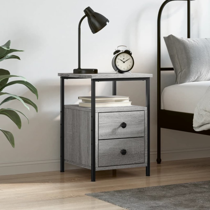 vidaXL Mesita de noche madera de ingeniería gris Sonoma 34x35,5x50 cm vidaXL Mesita de noche madera de ingeniería gris Sonoma 34x35,5x50 cm