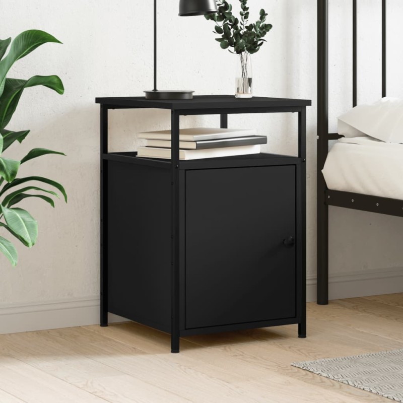 vidaXL Mesita de noche madera contrachapada negro 40x42x60 cm vidaXL Mesita de noche madera contrachapada negro 40x42x60 cm