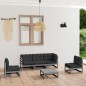 vidaXL Juego de muebles de jardín 6 pzas y cojines madera pino maciza vidaXL Juego de muebles de jardín 6 pzas y cojines madera pino maciza