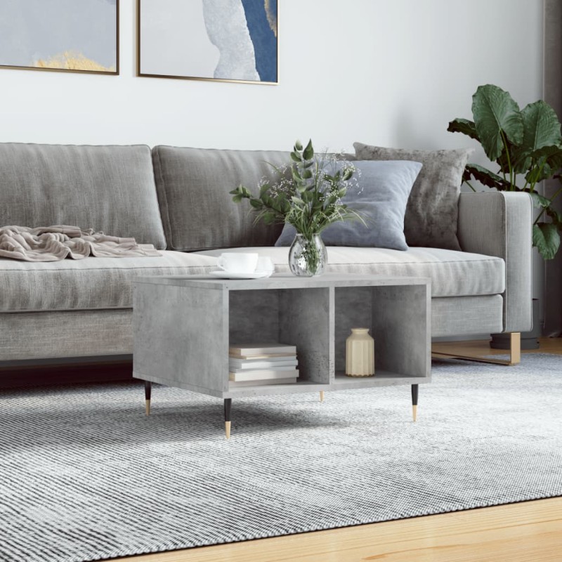 vidaXL Mesa de centro madera contrachapada gris hormigón 60x50x36,5 cm vidaXL Mesa de centro madera contrachapada gris hormigón 60x50x36,5 cm