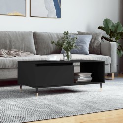 vidaXL Mesa de centro madera contrachapada negro 90x50x36,5 cm
