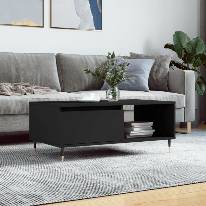 vidaXL Mesa de centro madera contrachapada negro 90x50x36,5 cm vidaXL Mesa de centro madera contrachapada negro 90x50x36,5 cm