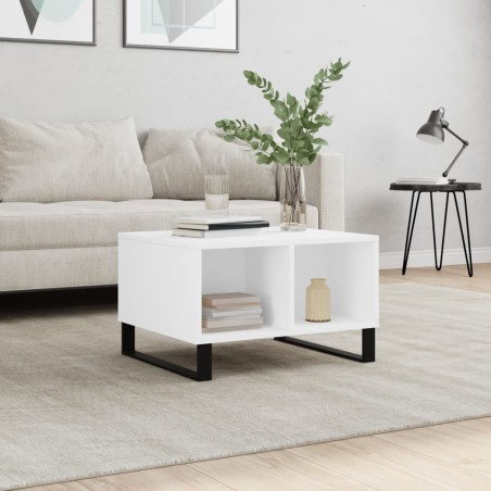 vidaXL Mesa de centro madera contrachapada blanco 60x50x36,5 cm
