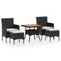 vidaXL Set comedor jardín 5 pzas ratán sintético y madera acacia negro vidaXL Set comedor jardín 5 pzas ratán sintético y madera acacia negro