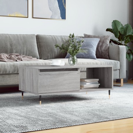 vidaXL Mesa de centro madera contrachapada gris Sonoma 90x50x36,5 cm