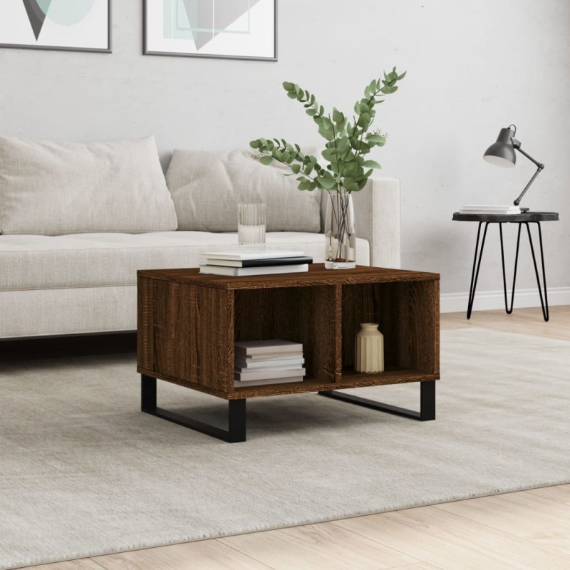 vidaXL Mesa de centro madera contrachapada marrón roble 60x50x36,5 cm vidaXL Mesa de centro madera contrachapada marrón roble 60x50x36,5 cm