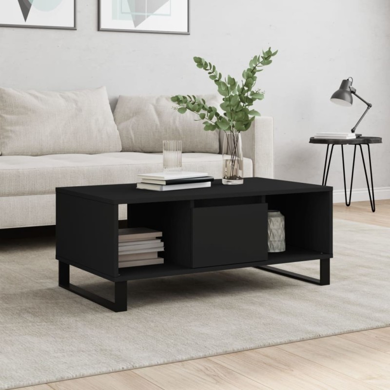 vidaXL Mesa de centro madera contrachapada negro 90x50x36,5 cm vidaXL Mesa de centro madera contrachapada negro 90x50x36,5 cm