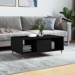 vidaXL Mesa de centro madera contrachapada negro 90x50x36,5 cm